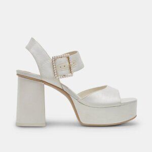 Dolce Vita Bobby Pearl Block Heels, White, Size 8.5